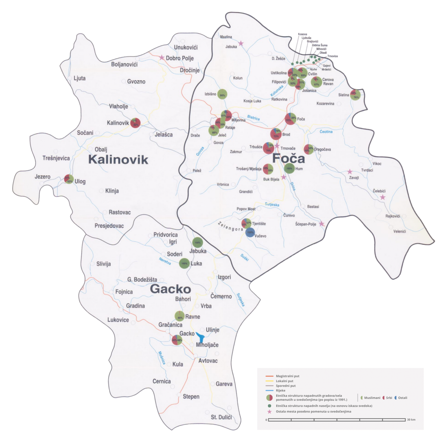 Mapa Foče i okolnih opština